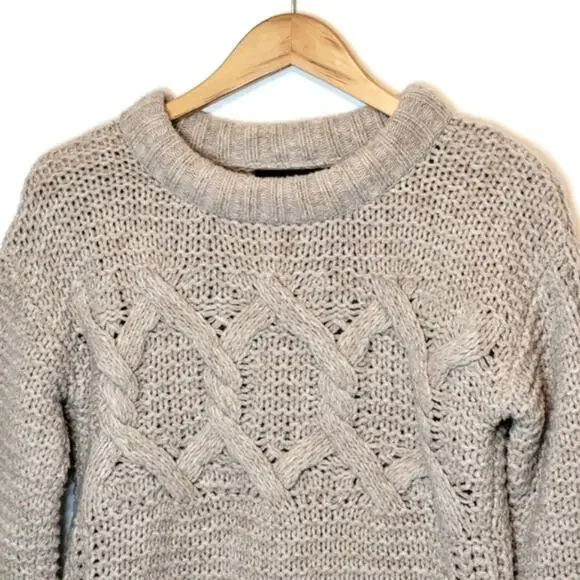 Banana Republic Fisherman Cable Knit Sweater Merino Wool Classic Tan Beige Small - Picture 3 of 14